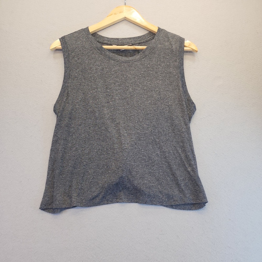 Athleta Gray Heather Twist Back Muscle Tank Top Womens Medium Gym Yoga Workout